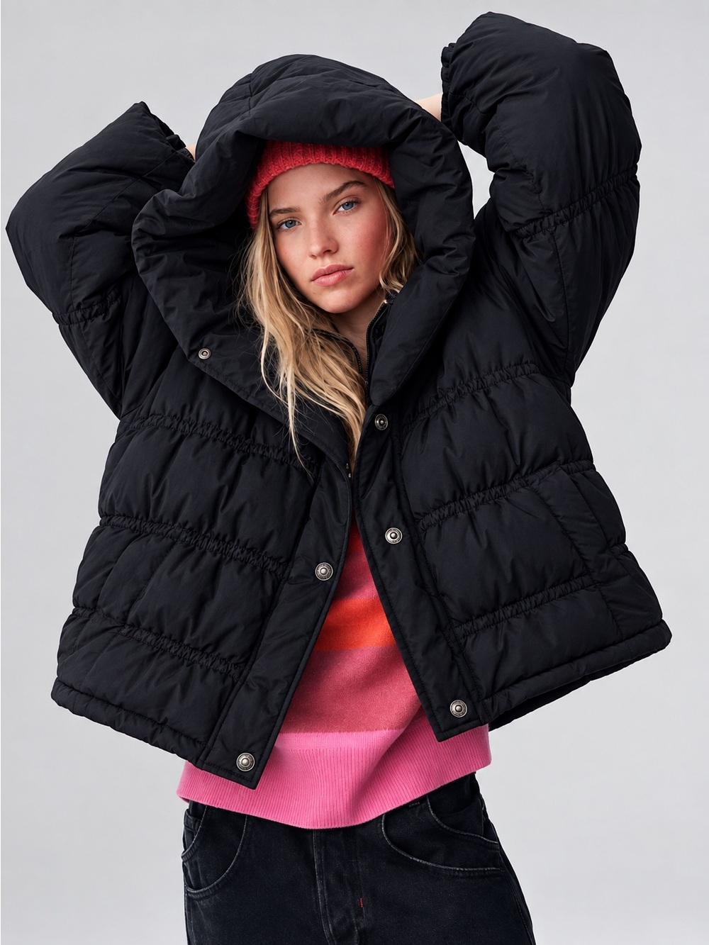 FREE PEOPLE Party Of One Puffer Jacket - black